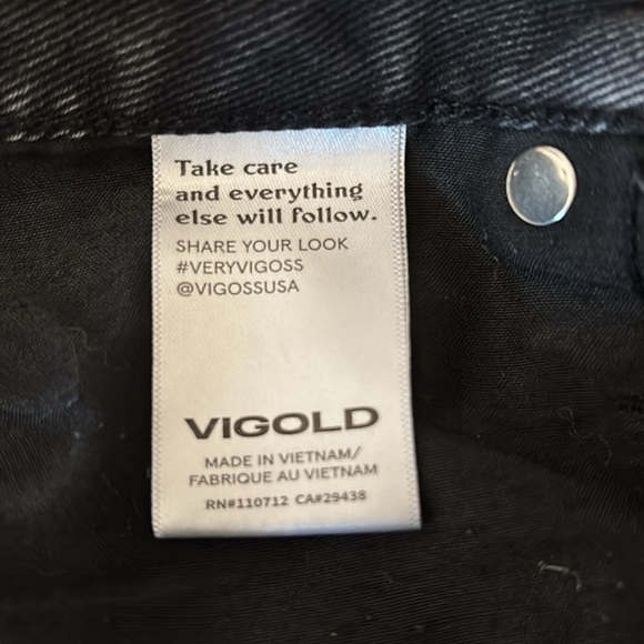 Vigold Denim Billie 90s Jean Women Size 9 Black Wash Distressed Ripped Raw Hem - Picture 4 of 10